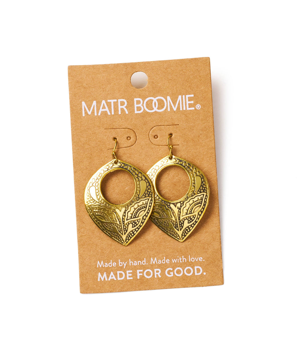 Yashi Embossed Statement Earring - Gold
