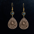 Misty Sun and Moon Wood Earrings