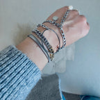 Silver Figaro Pearl link chain bracelet stainless steel