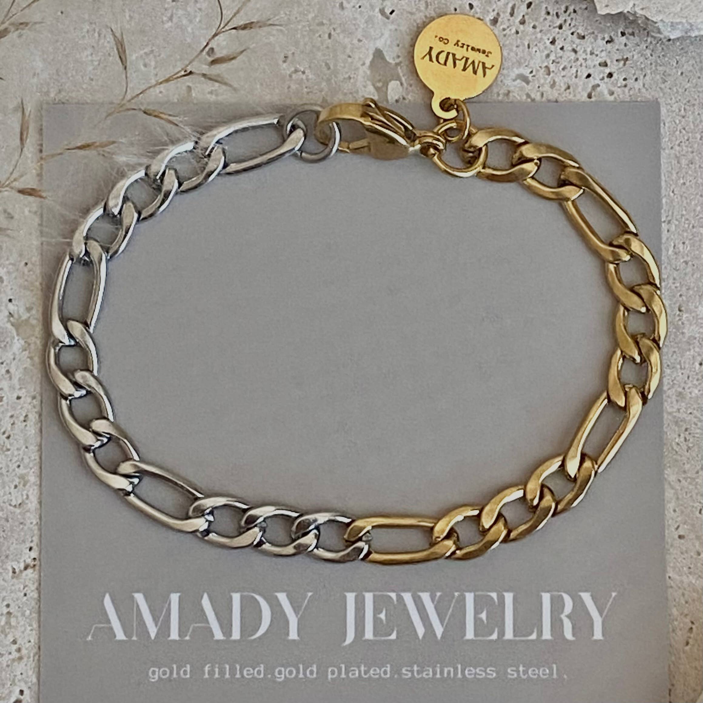 Two Tone Chain Bracelet, Gold and Silver Ombre gold-plated