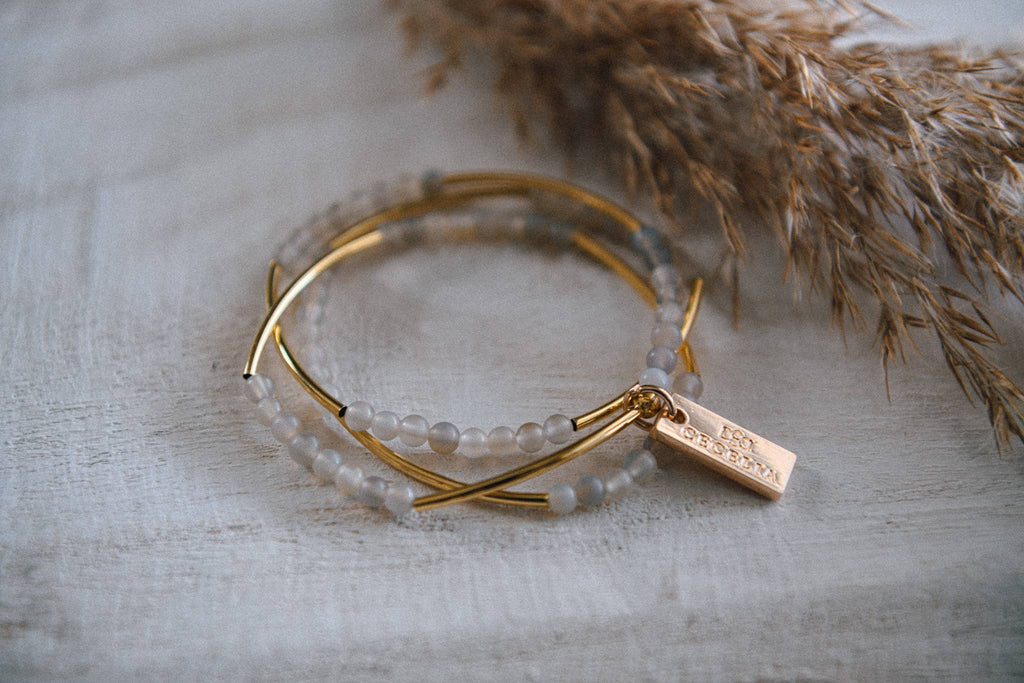 Gemstone and Gold Plated Triple Wrap Bracelets