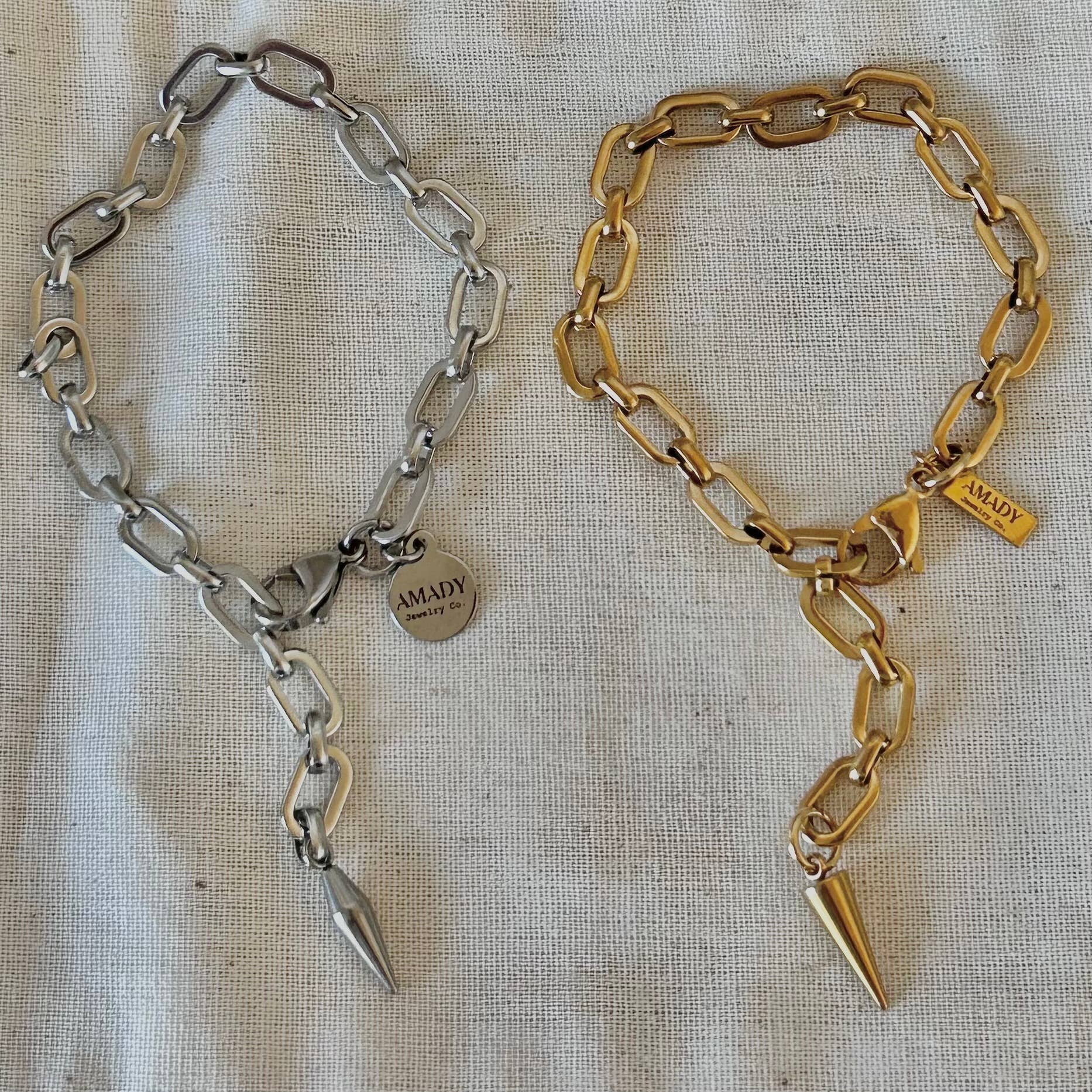 Spike Charm Chain Bracelet – Gold or Silver