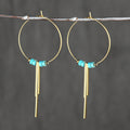 35mm Brass Hoops w/ 3 Bars & Turquoise Jasper Earrings