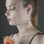 Long Wire w/ Half Circle & Semi Precious Tear Gemstone Ear