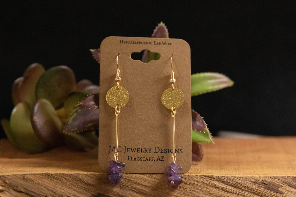 Long Amethyst Drop Earrings