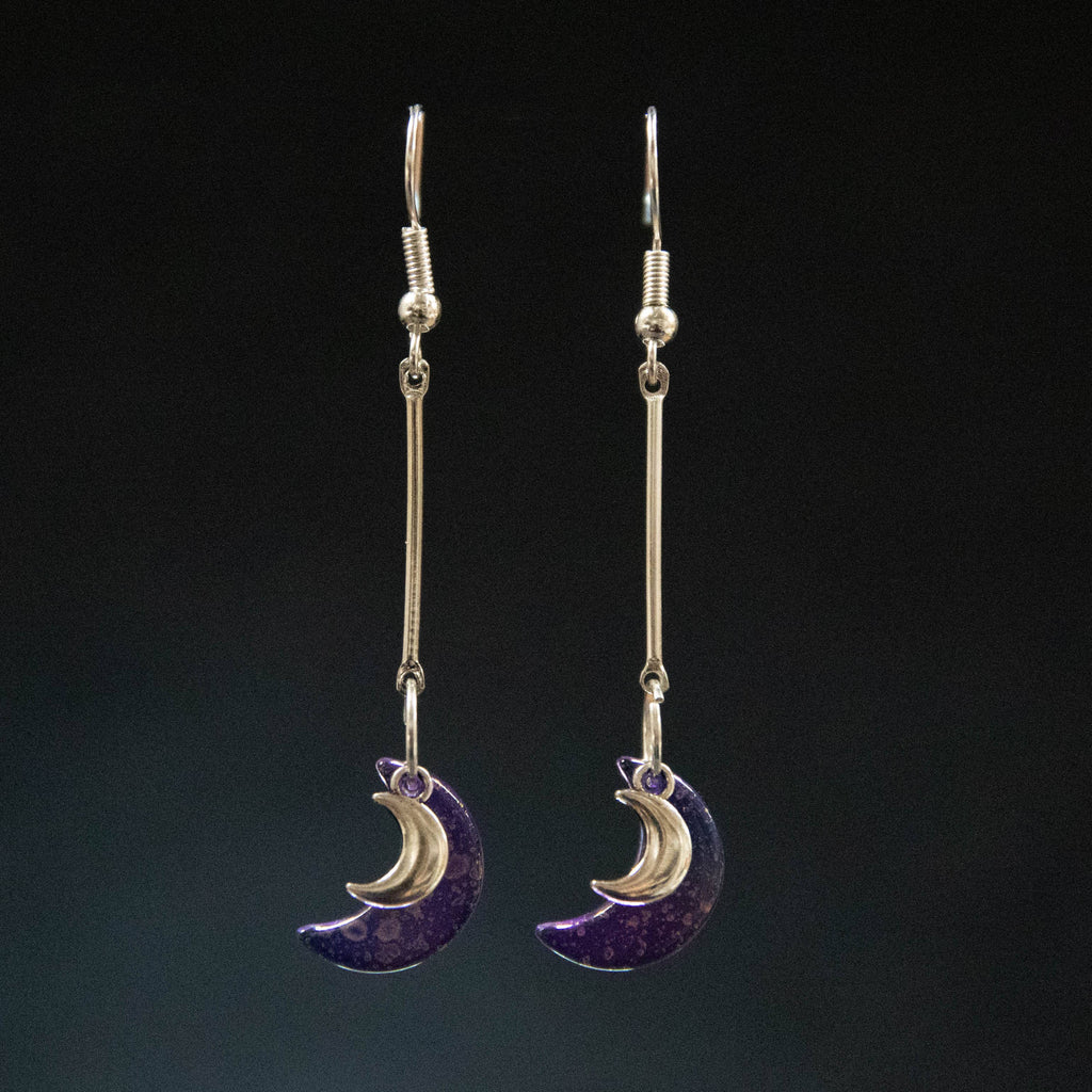 Double Moon Drop Earrings