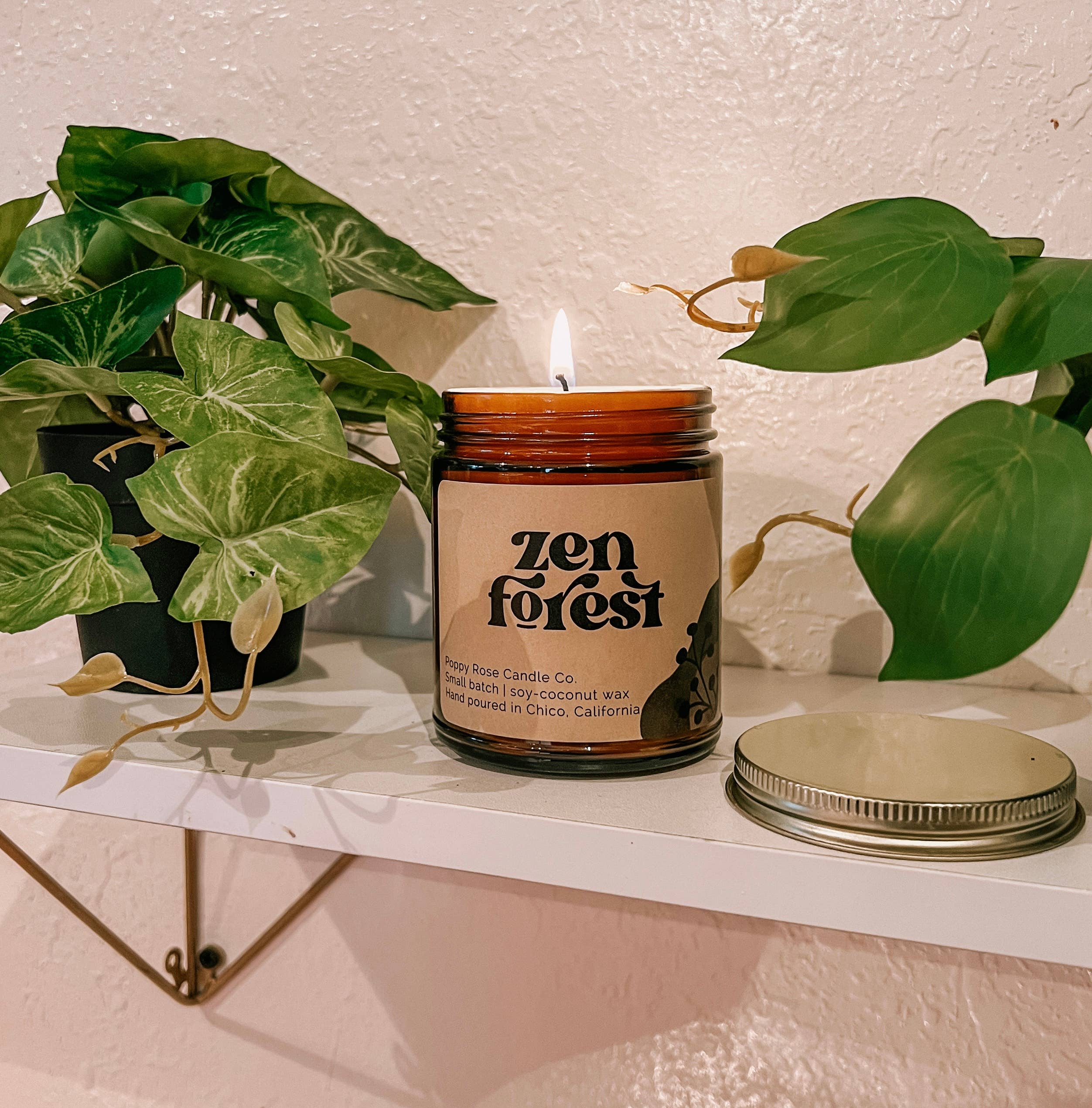 Zen Forest 8 oz amber jar coconut wax candle