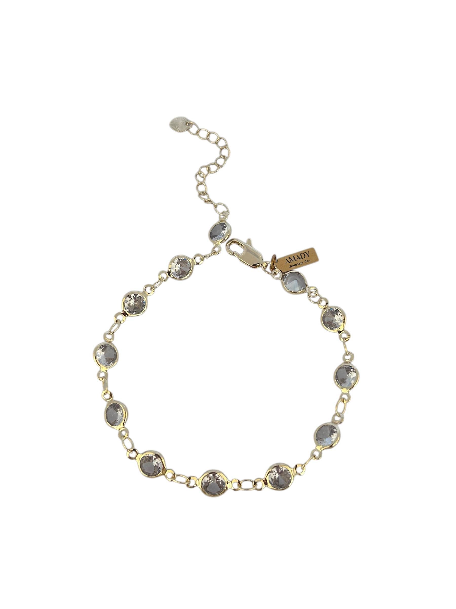 Gold Filled Smoky Crystal Bracelet  Delicate Layering Bracet
