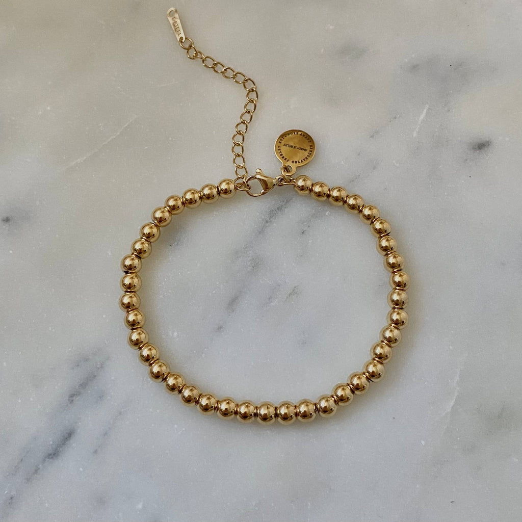 Gold or Silver Beaded adjustable bracelet waterproof