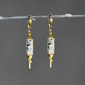 Huggie w/ Semi-Precious Stone Drop Earrings