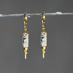 Huggie w/ Semi-Precious Stone Drop Earrings