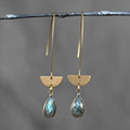 Long Wire w/ Half Circle & Semi Precious Tear Gemstone Ear