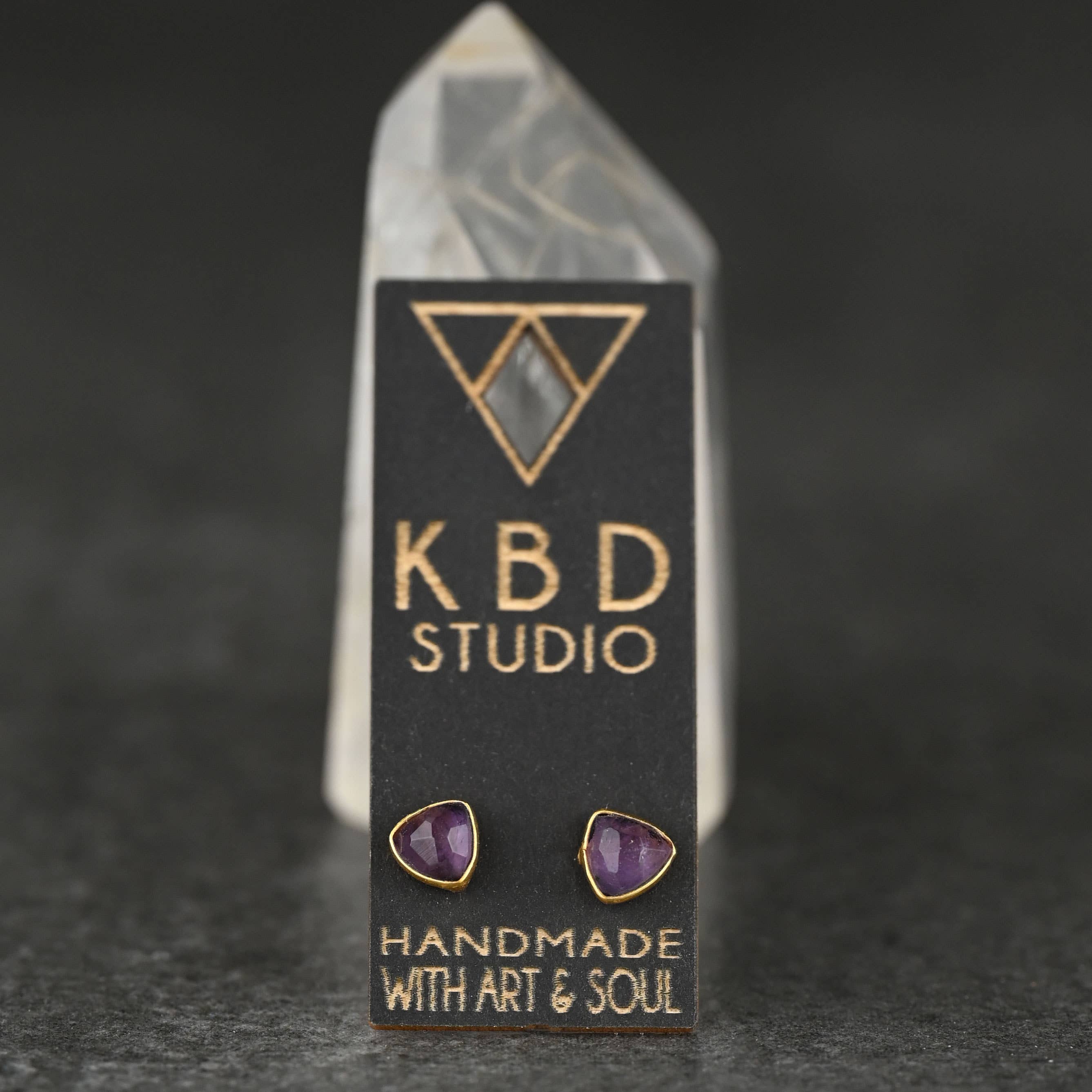 Minimalist Semi Precious Triangle Gemstone Studs (5mm)