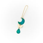 Rajani Moon Phase Drop Earrings - Teal, Gold