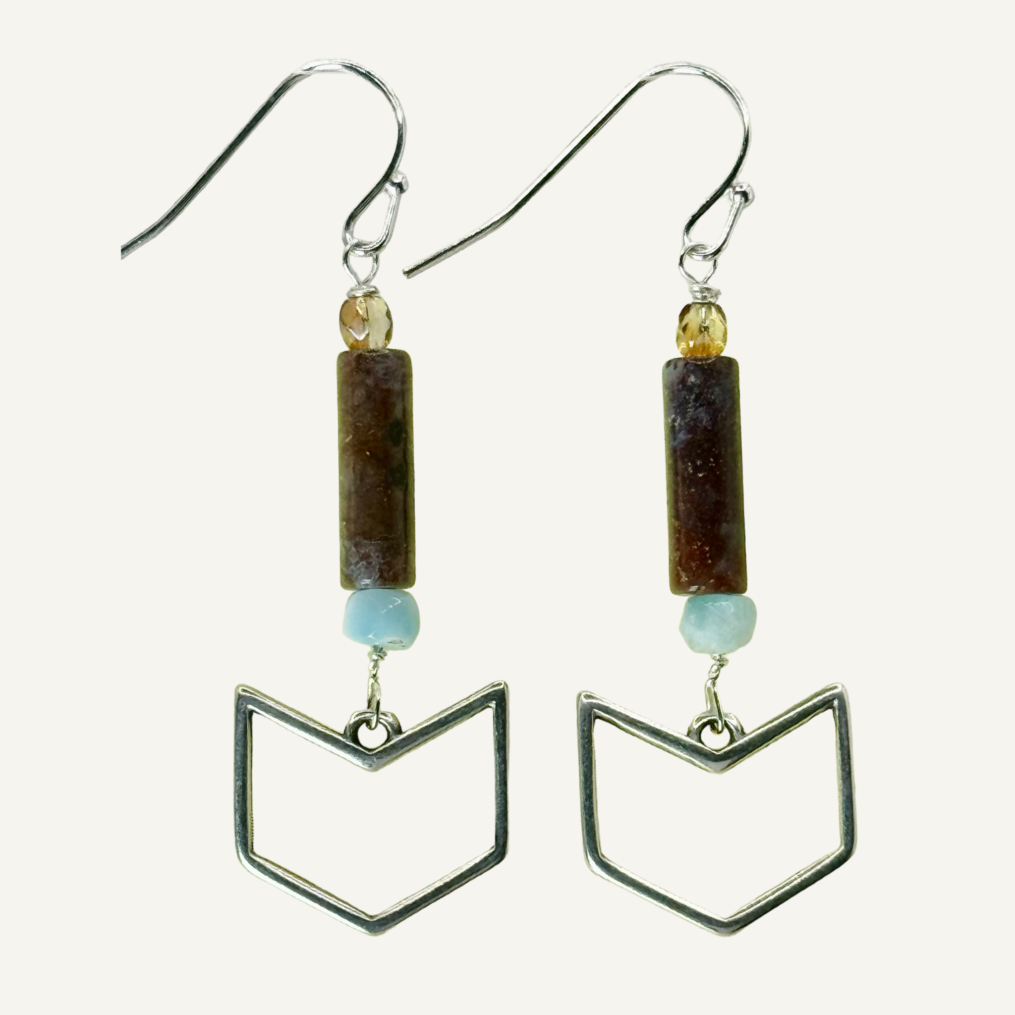 Silver Arrow with Fancy Jasper earrings