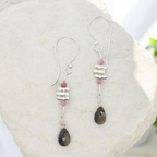 Hill Tribe Silver Obsidian Dangle Earrings