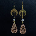 Crescent Moon Drop Wood Earrings