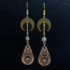 Crescent Moon Drop Wood Earrings