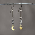 Moon & Star Mismatched Mixed Metal Earrings