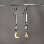 Moon & Star Mismatched Mixed Metal Earrings