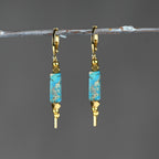 Huggie w/ Semi-Precious Stone Drop Earrings