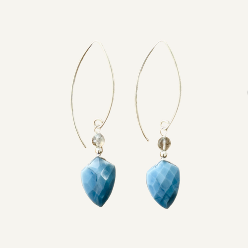 Blue opal shield earrings
