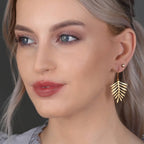 Simple Brass Fern Leaf  Earrings