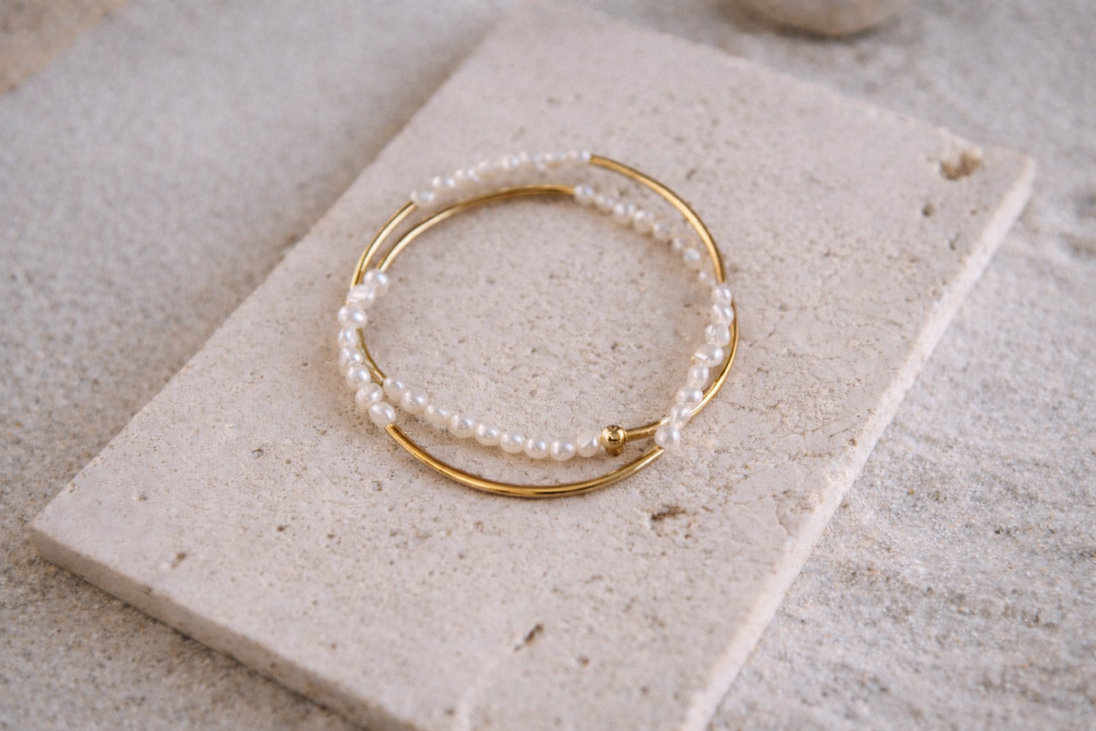 Pearl or Gold Beaded Double Wrap Bracelet