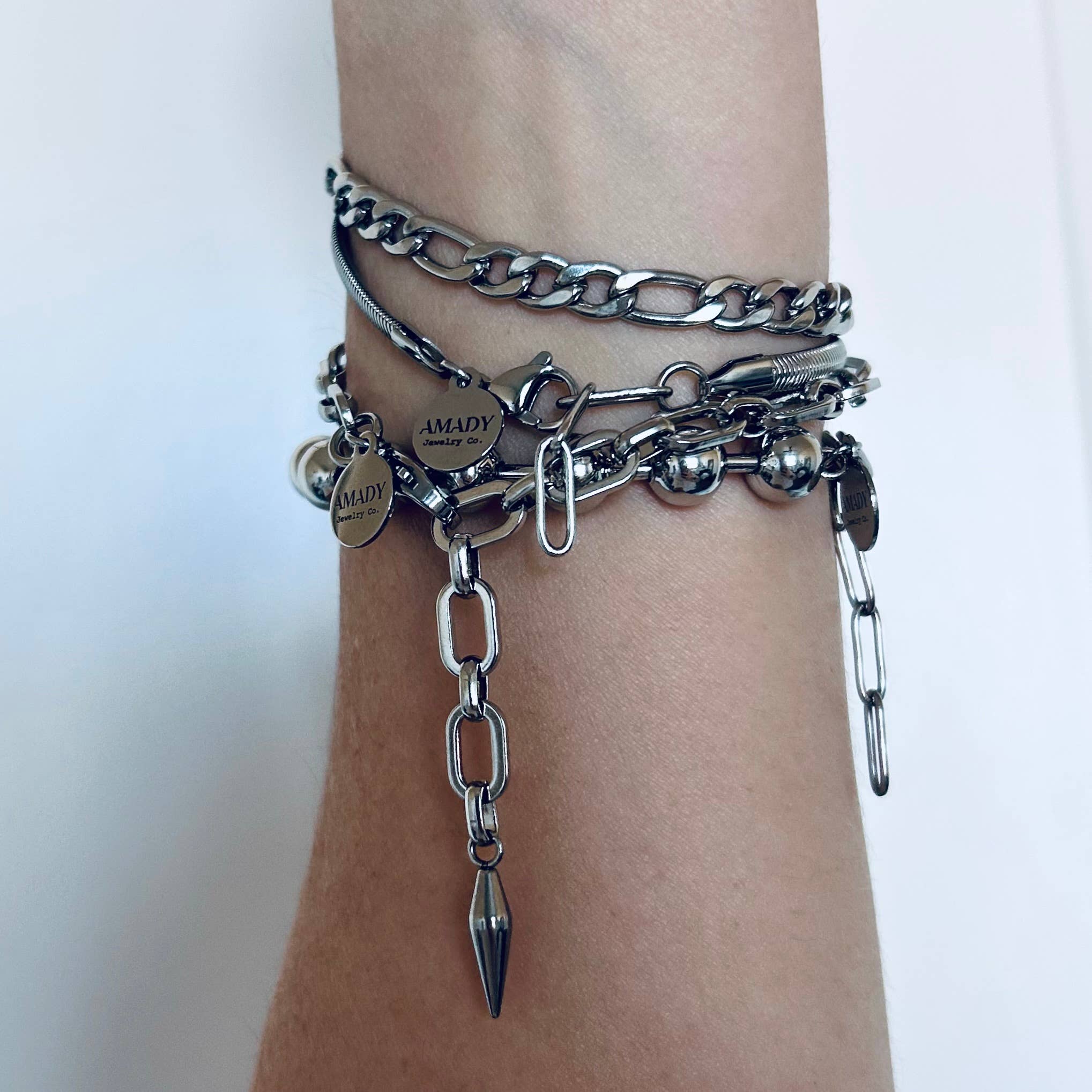 Spike Charm Chain Bracelet – Gold or Silver
