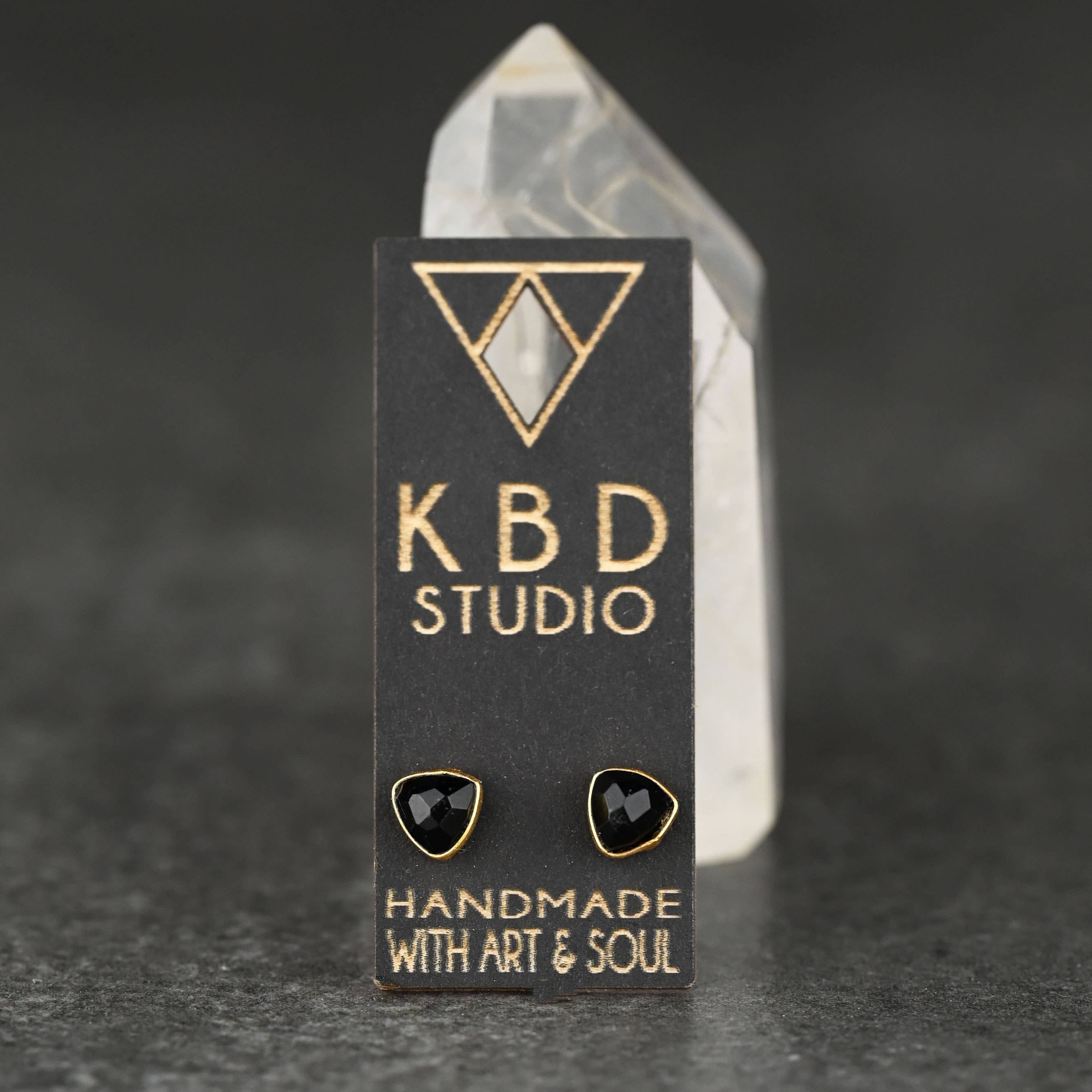 Minimalist Semi Precious Triangle Gemstone Studs (5mm)