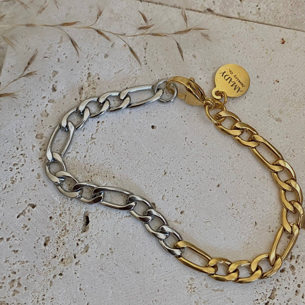 Two Tone Chain Bracelet, Gold and Silver Ombre gold-plated