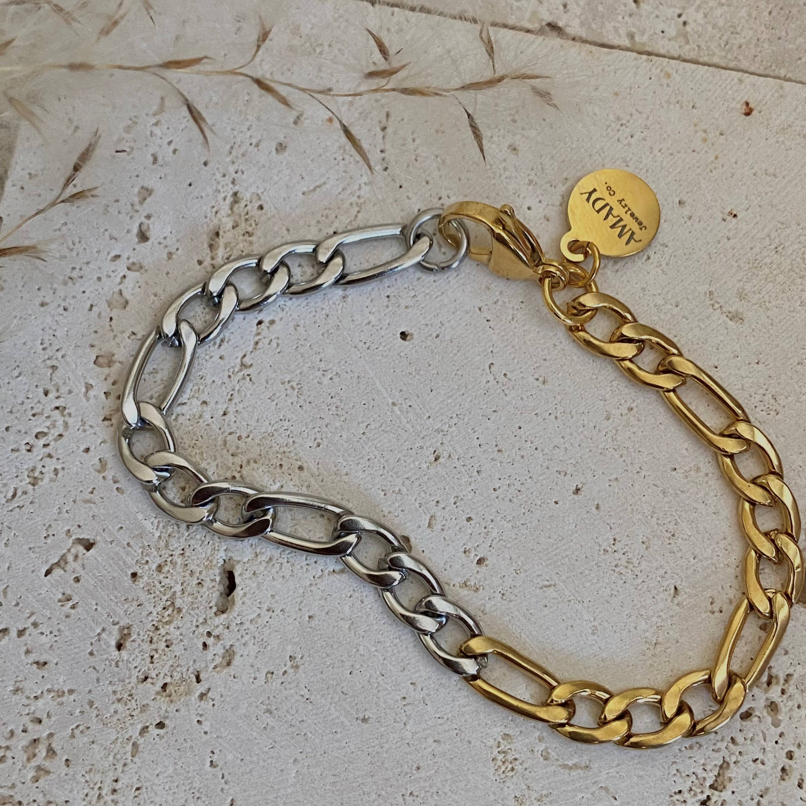 Two Tone Chain Bracelet, Gold and Silver Ombre gold-plated