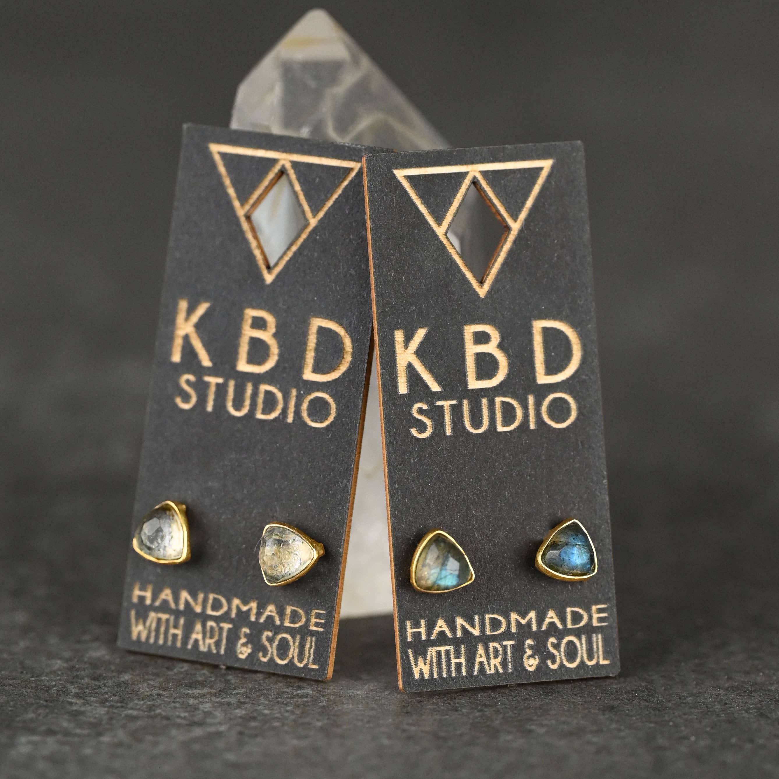 Minimalist Semi Precious Triangle Gemstone Studs (5mm)