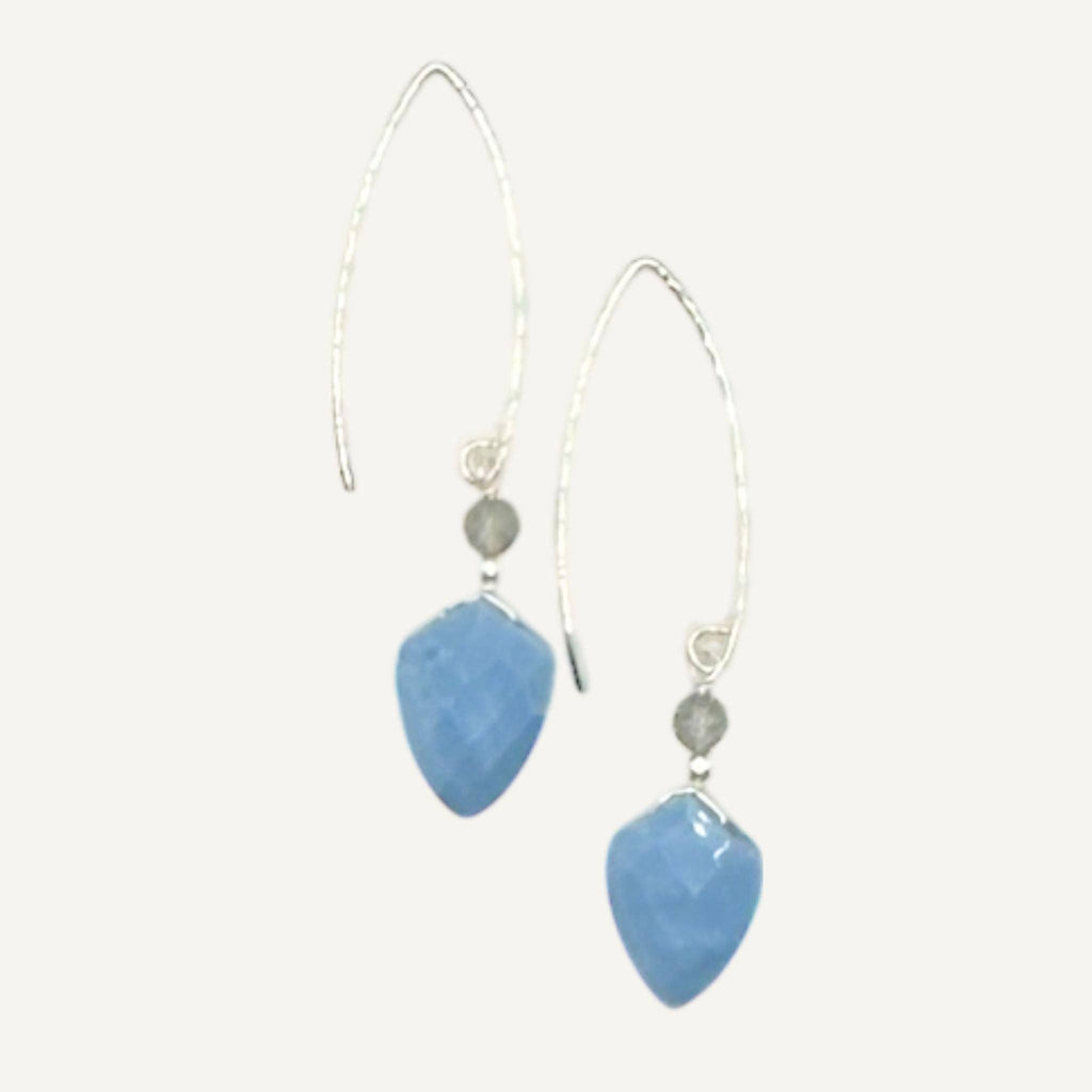 Blue opal shield earrings