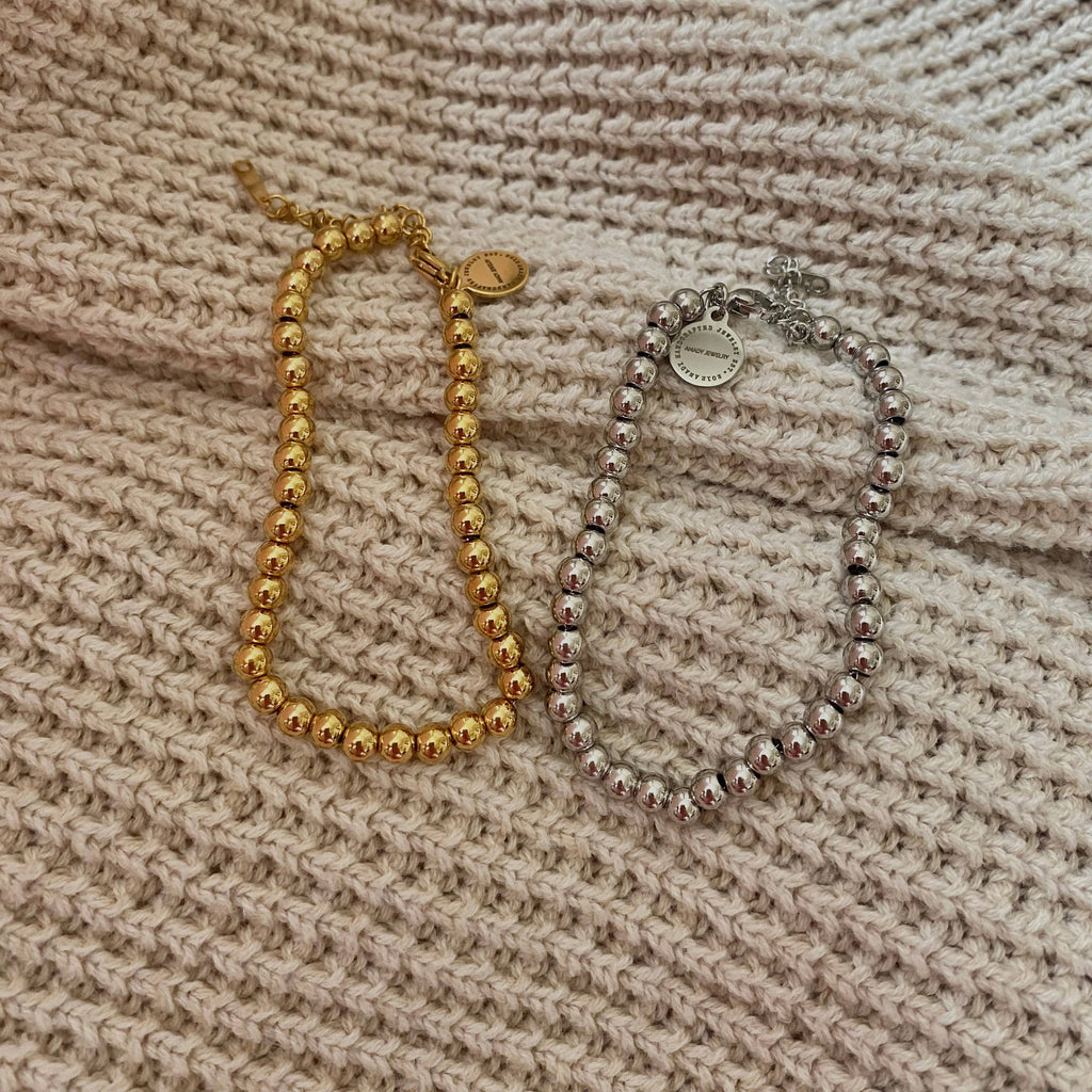 Gold or Silver Beaded adjustable bracelet waterproof