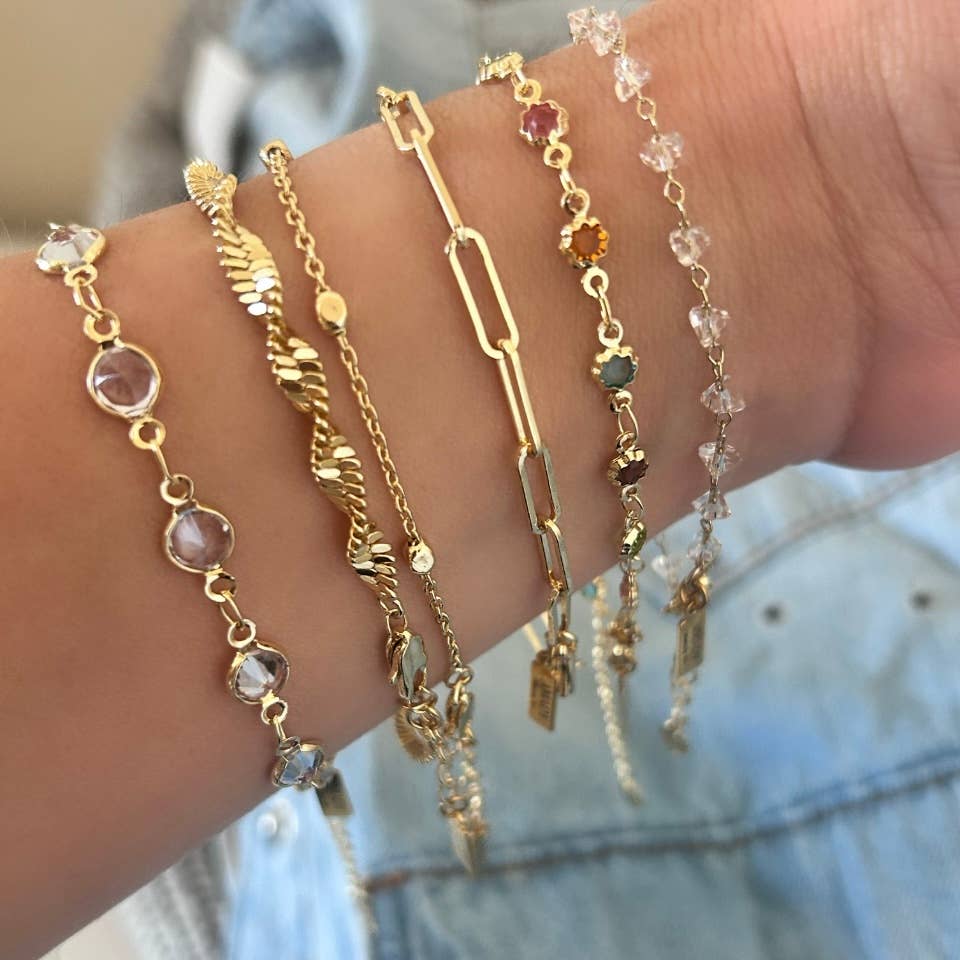 Gold Filled Smoky Crystal Bracelet  Delicate Layering Bracet