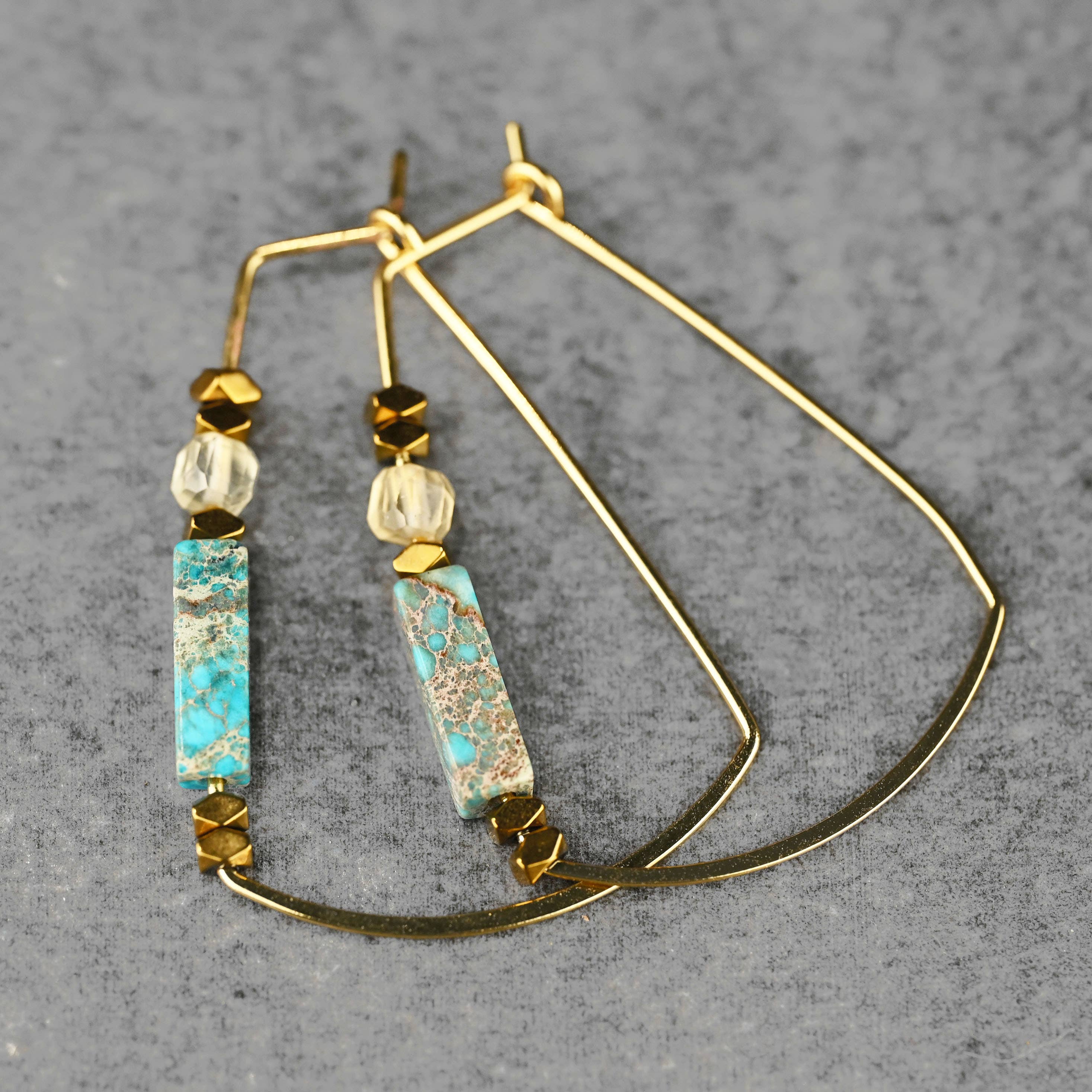 Modern Trapezoid Wire Shape w/ Semi Precious Combinations