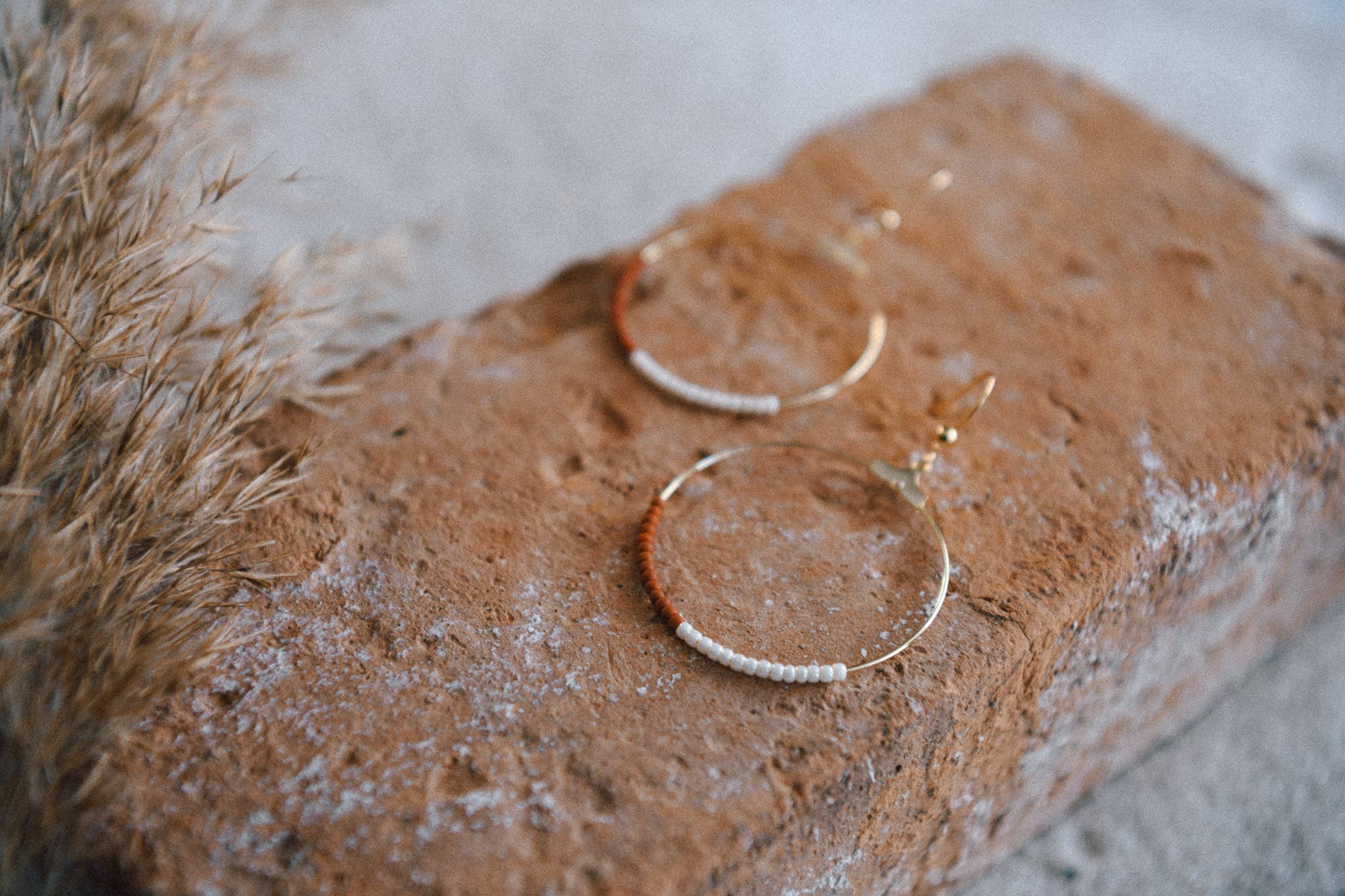 Seed Bead Half and Half Hoop Earring