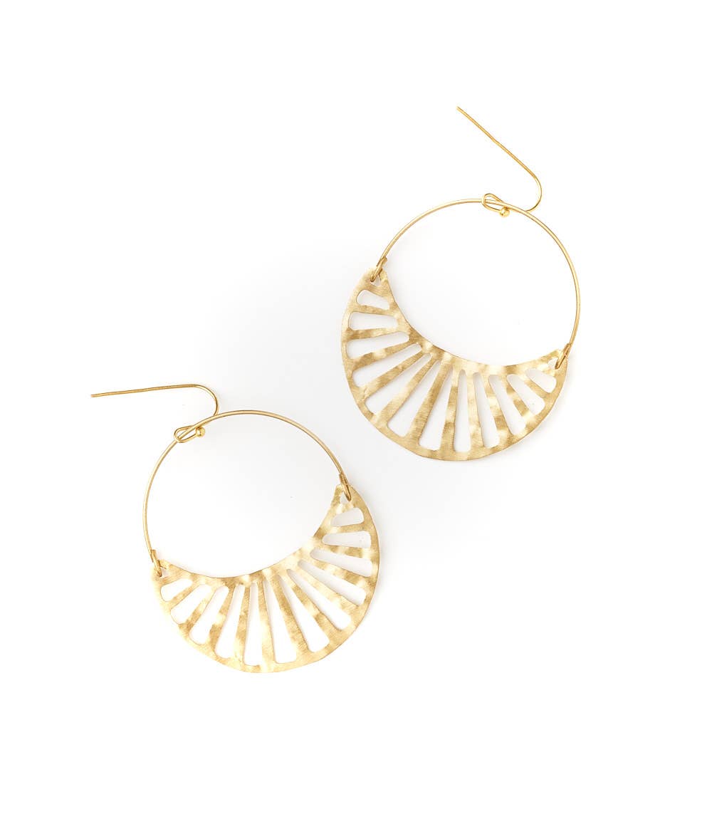 Rajani Gold Hoop Earrings - Crescent Disc