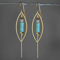 Brass Marquise Semi Precious Chain Drop Earrings