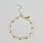 Gold Filled Smoky Crystal Bracelet  Delicate Layering Bracet