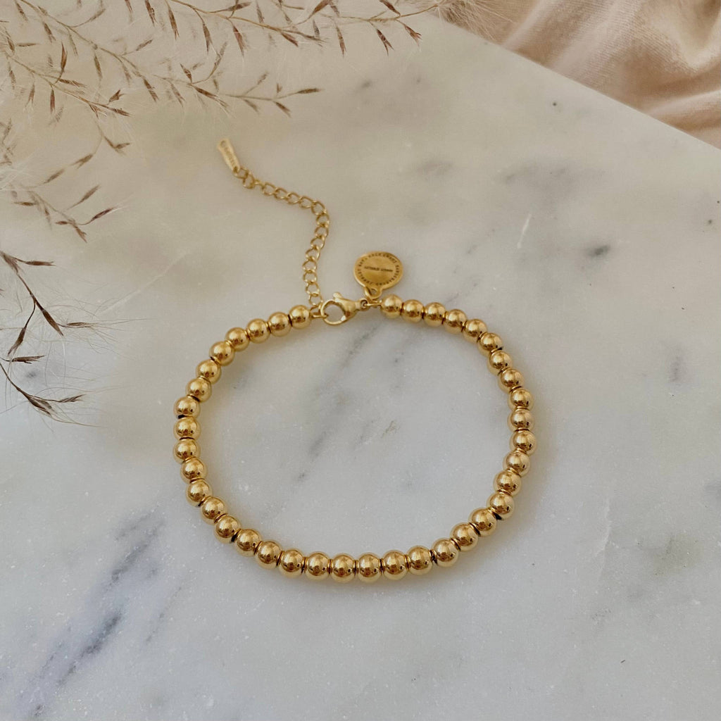 Gold or Silver Beaded adjustable bracelet waterproof