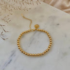 Gold or Silver Beaded adjustable bracelet waterproof