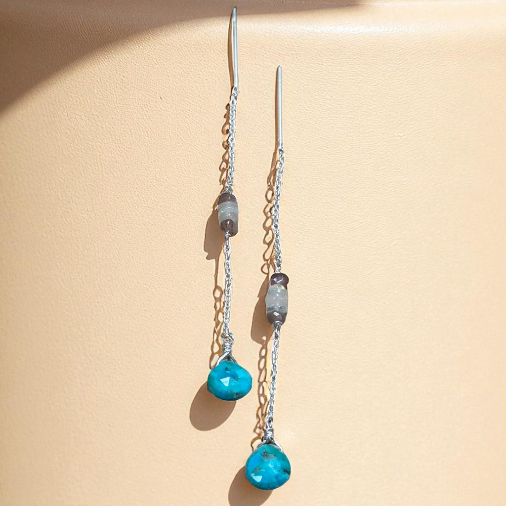 Turquoise sterling threaders with ethiopian opal