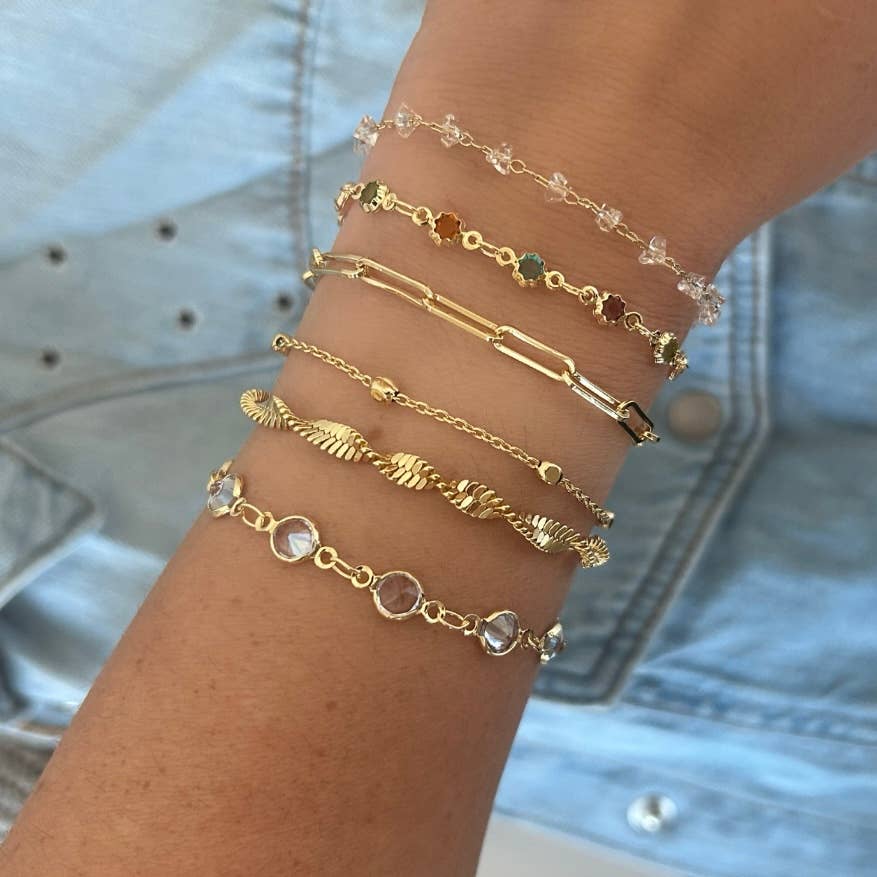 Gold Filled Smoky Crystal Bracelet  Delicate Layering Bracet