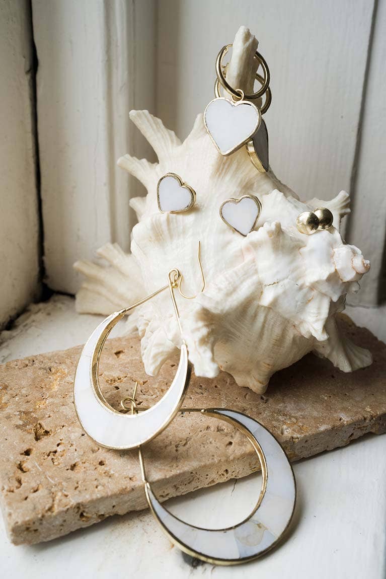 Rajani Crescent Mother of Pearl Hoop Earrings