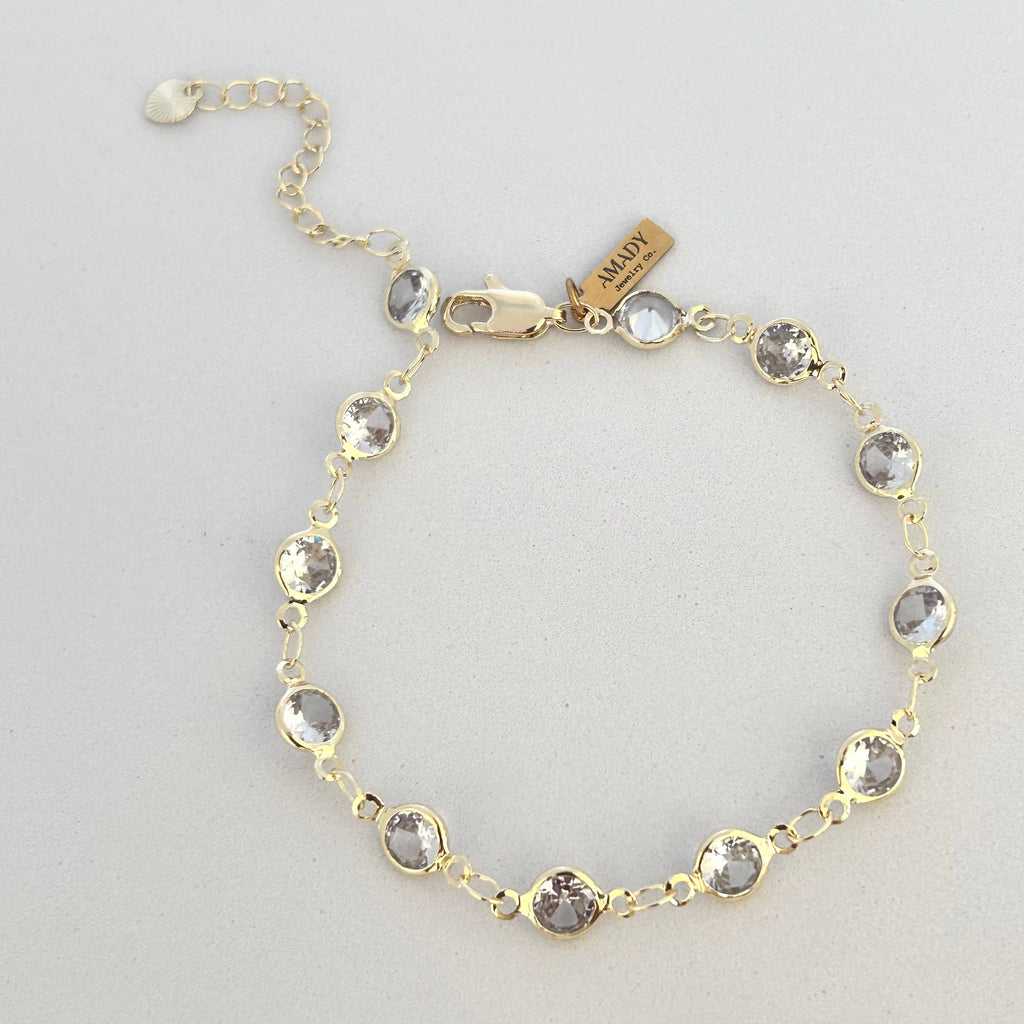 Gold Filled Smoky Crystal Bracelet  Delicate Layering Bracet