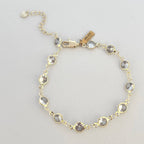 Gold Filled Smoky Crystal Bracelet  Delicate Layering Bracet
