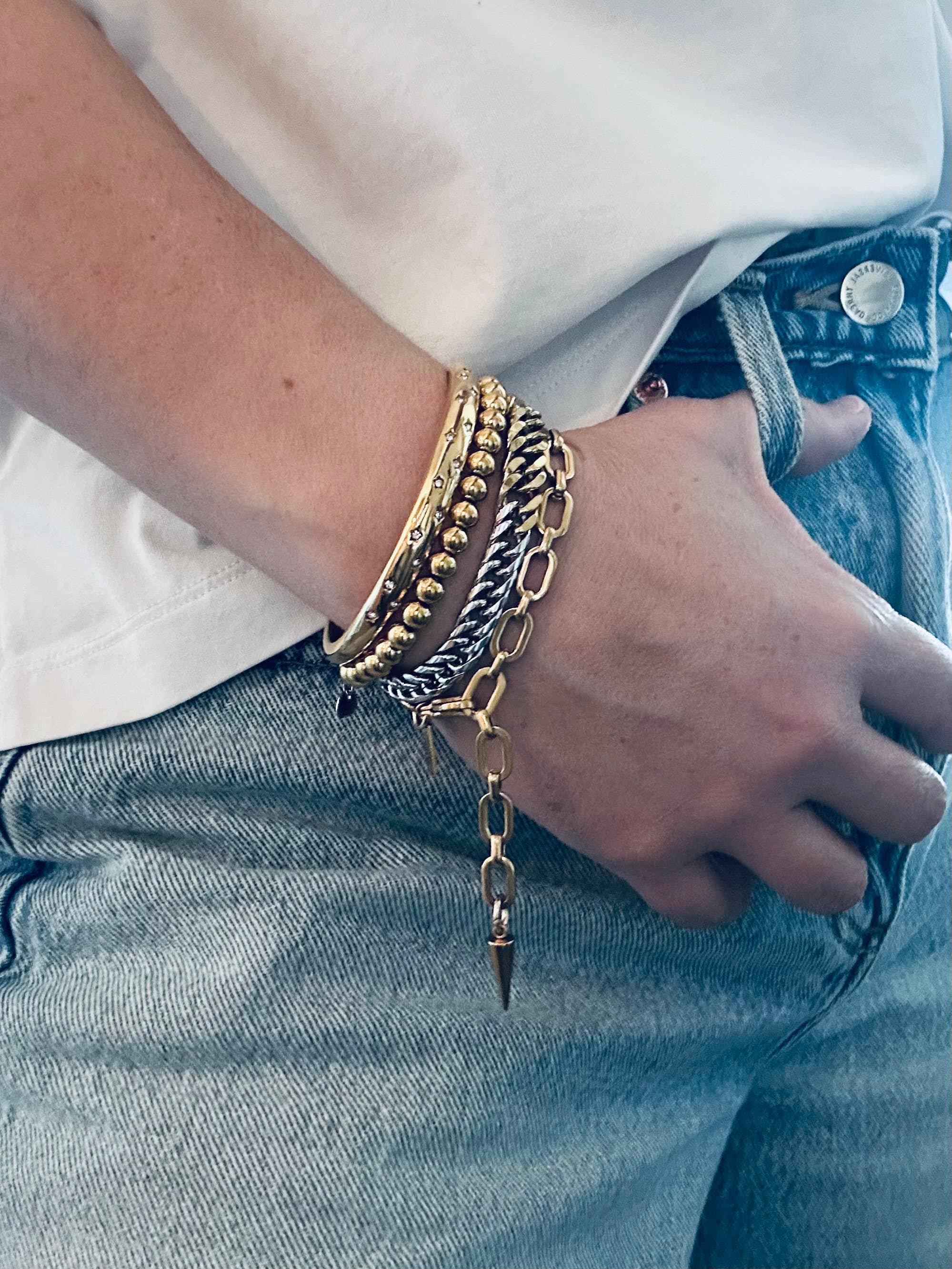 Spike Charm Chain Bracelet – Gold or Silver