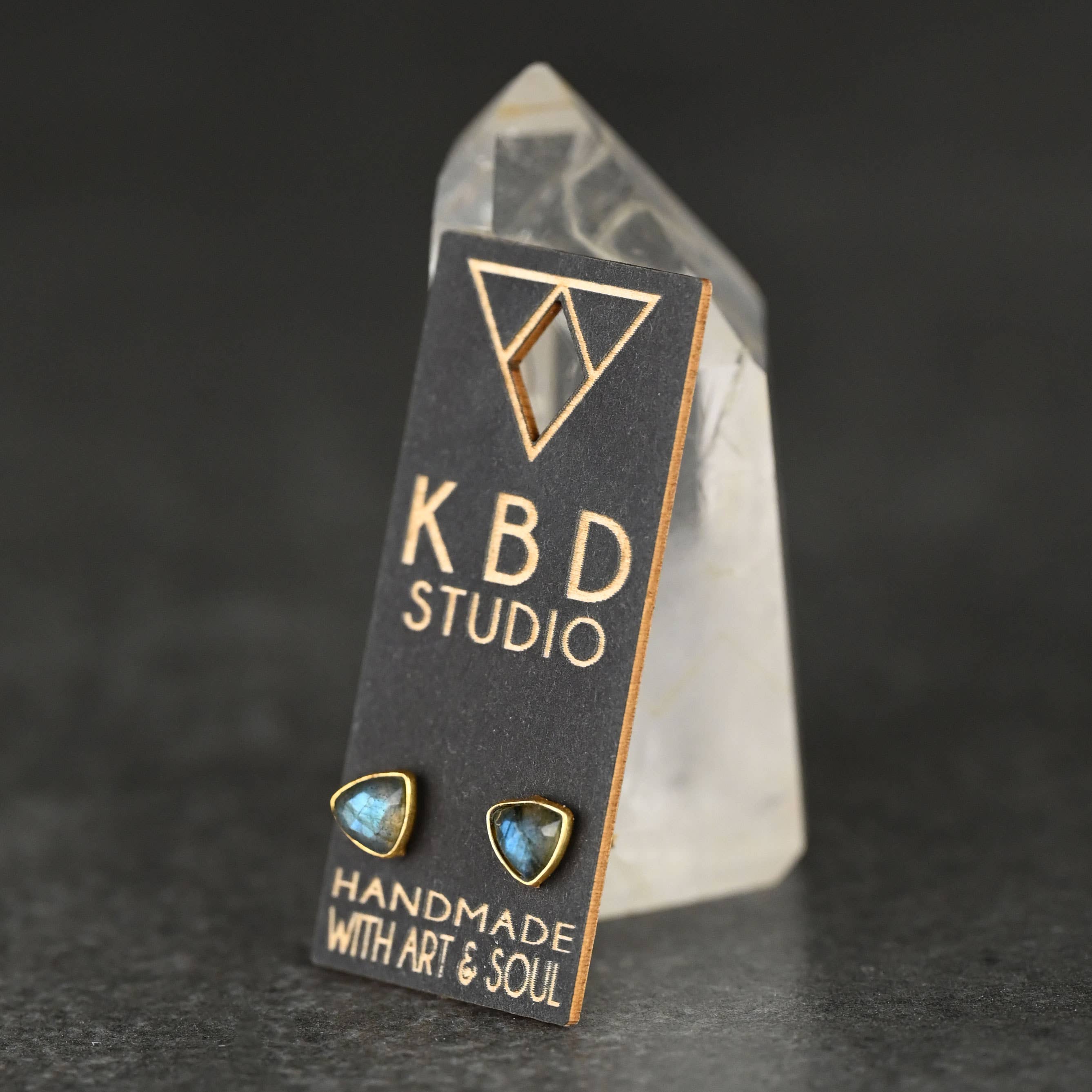 Minimalist Semi Precious Triangle Gemstone Studs (5mm)